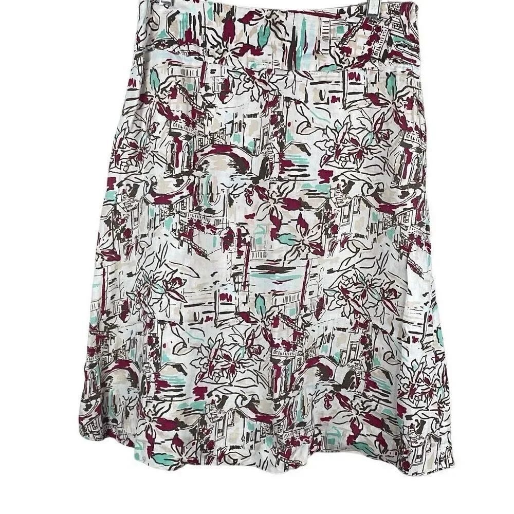 100% LINEN Printed Midi Skirt 4
